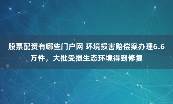 股票配资有哪些门户网 环境损害赔偿案办理6.6万件，大批受损生态环境得到修复