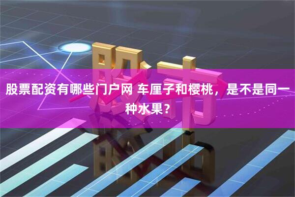 股票配资有哪些门户网 车厘子和樱桃，是不是同一种水果？